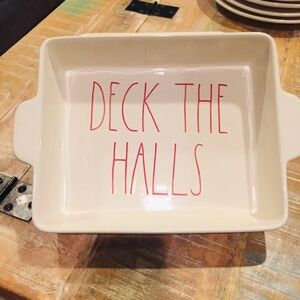 Rae Dunn DECK THE HALLS Baking Dish Christmas